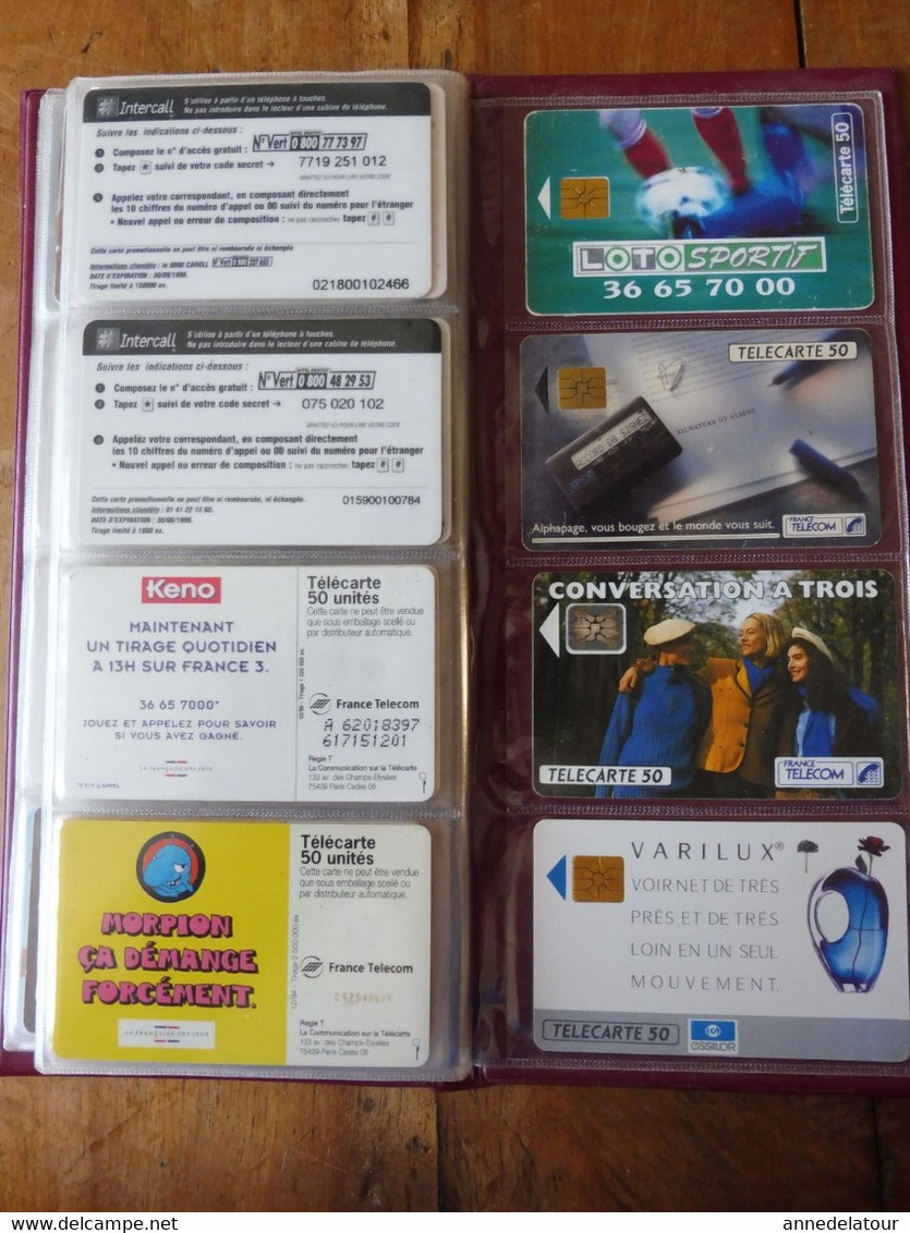 Lot de 48 TELECARTES (Cartes téléphoniques) diverses dans son classeur a pochettes