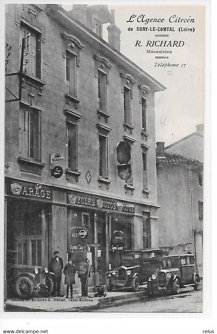 DEP. 42 L'AGENCE CITROËN DE SURY-LE-COMTAL - R. RICHARD - MECANICIEN - TELEPHONE 17 Garage, Automobiles - Andere & Zonder Classificatie