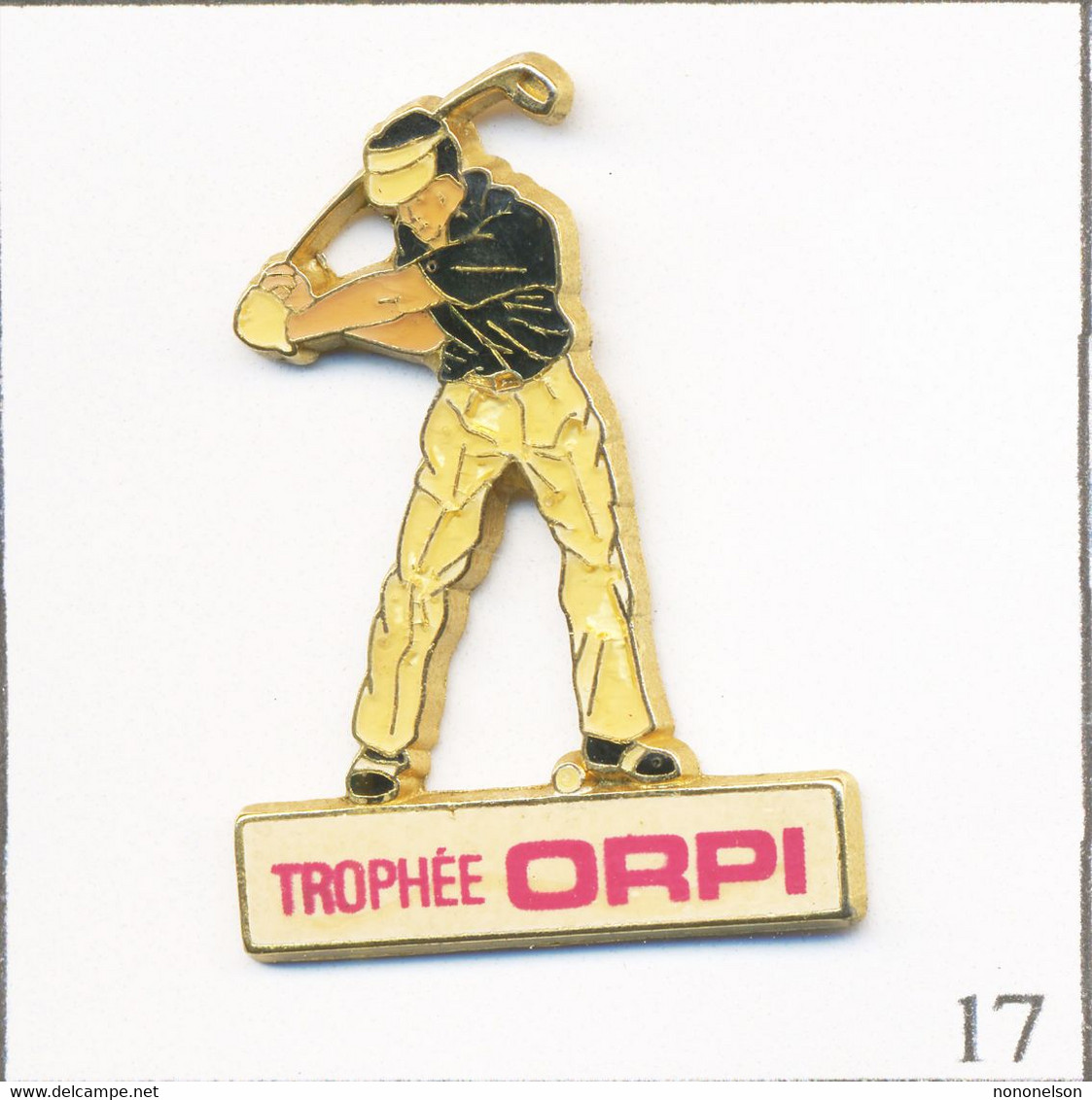 Pin's Sport - Golf / Trophée Immobilier “Orpi“. Estampillé Corner /Coinderoux. Epoxy. T816-17 - Golf