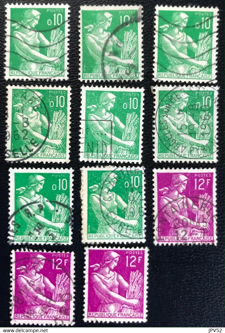 France - République Française - W1/10 - (°)used - 1957/60 - Michel 1275-1149-1227 - Maaister-Boerin - 11x - Collections