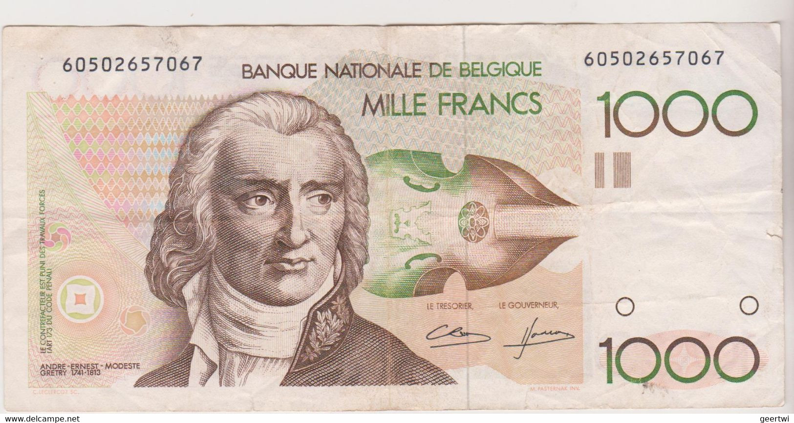 5 X 1000 Frank Type Gretry - 1000 Francs