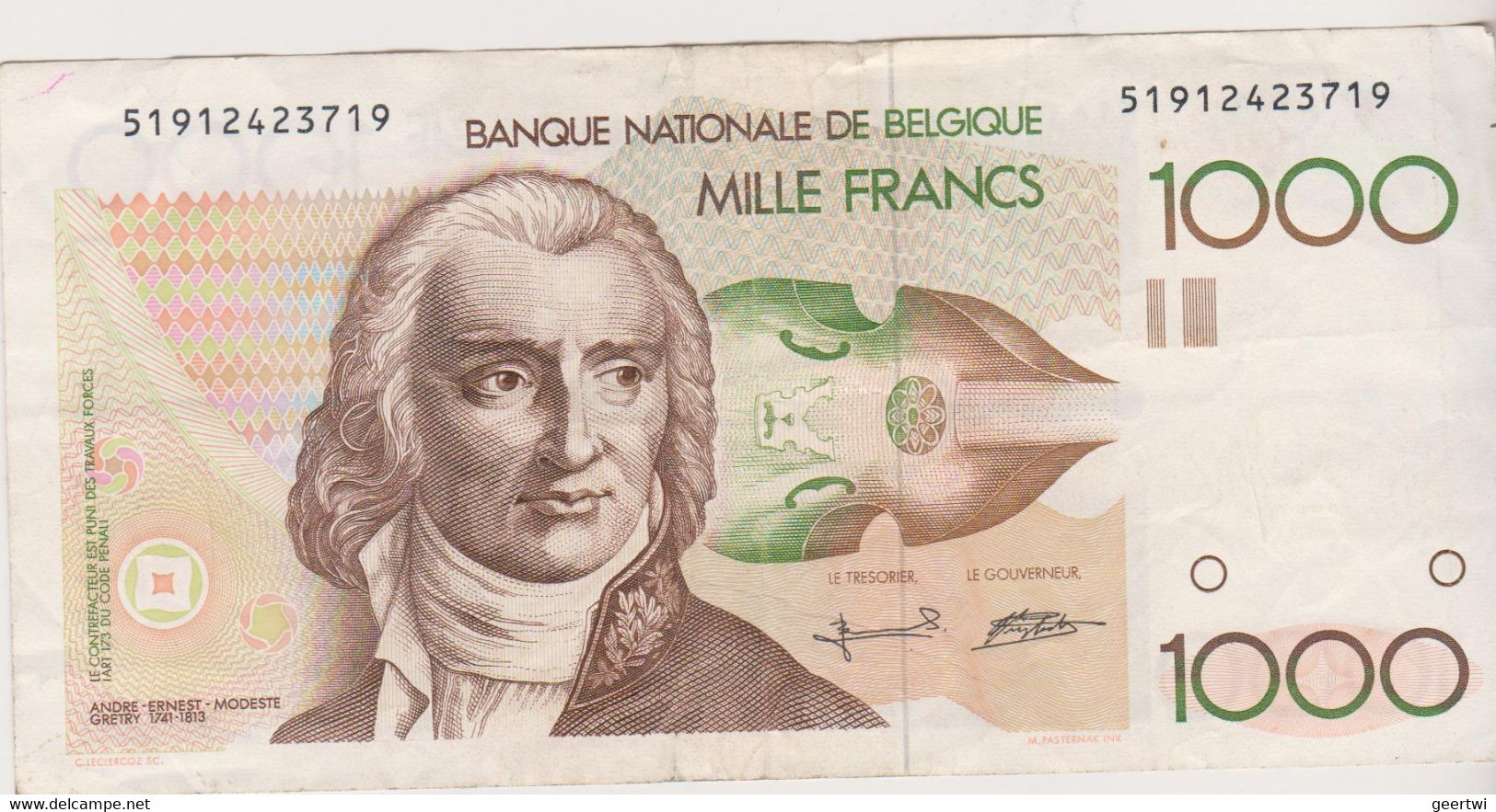 5 X 1000 Frank Type Gretry - 1000 Francs