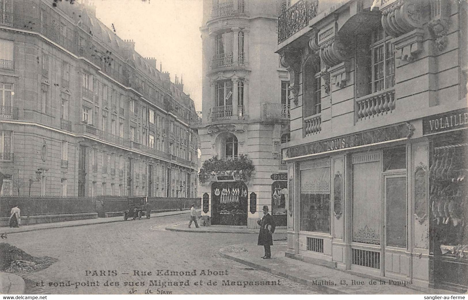 CPA 75 PARIS XVIe RUE EDMON DABOUT ET ROND POINT DES RUES MIGNARD ET DE MAUPASSANT - Arrondissement: 16