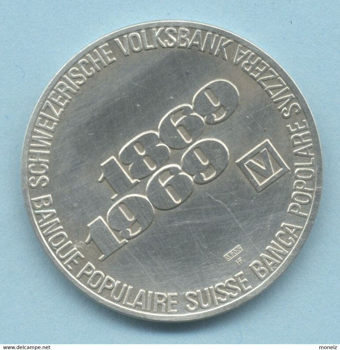 MEDAILLE    100 Ans Anniversaire  BANK NATIONAL SUISSE  Argent  1969 - Professionals / Firms