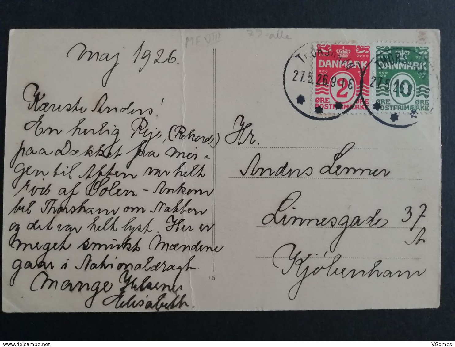 Danmark - Postcard - - Gammel Gadeparti, Thorshavn - Circulated 1926 - Denmark