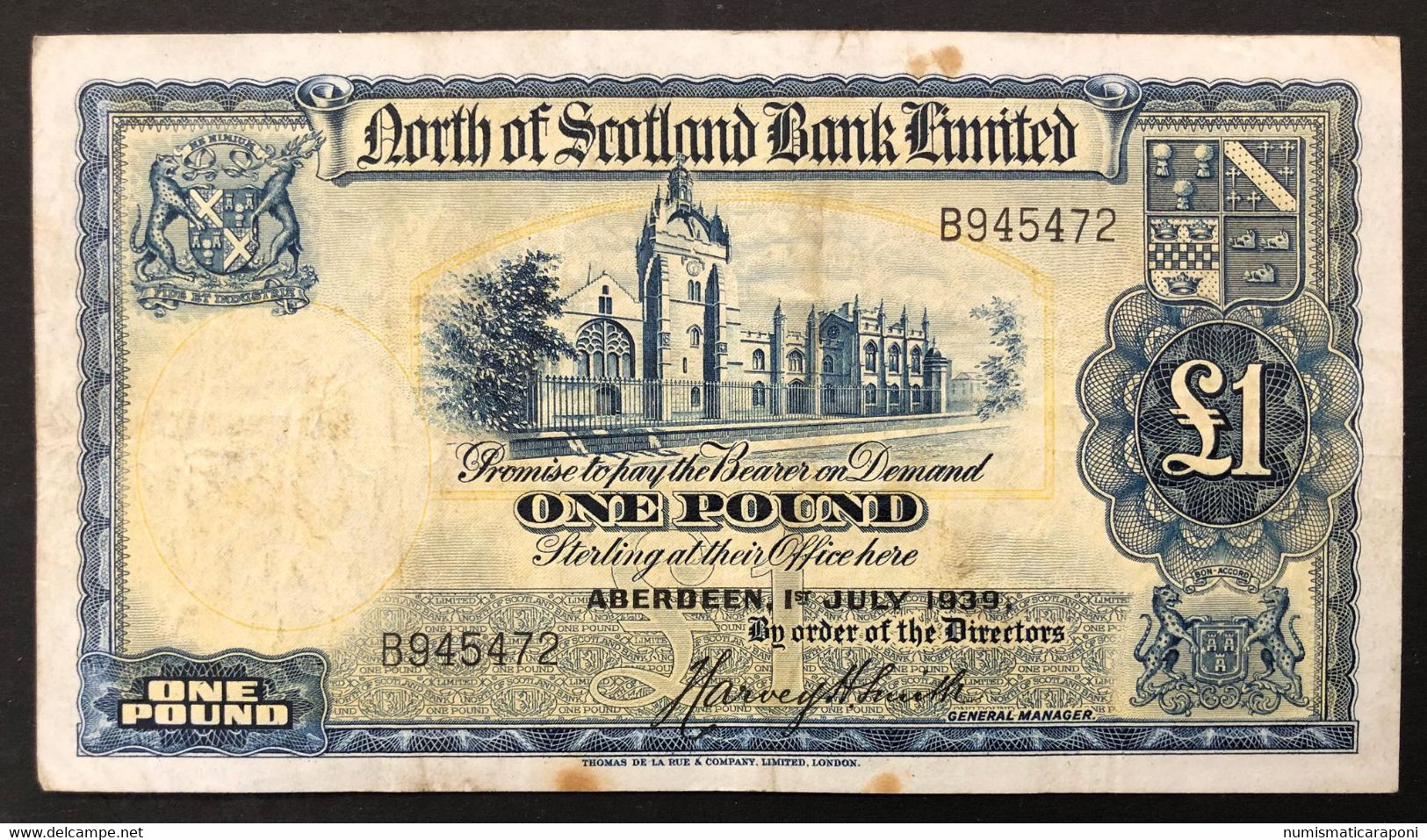 Scozia Scotland North Of Scotland Bank Limited 1  Pounds 1 July 1939 Scotland Pick#S644 LOTTO 3534 - 1 Pound