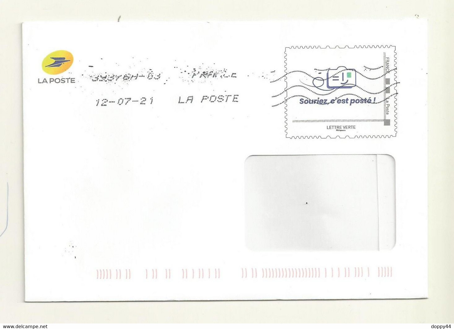 PAP LA POSTE LETTRE VERTE  Souriez C'est Posté  ENVELLOPE A FENETRE 16.6 X 11.4 Cm. - Pseudo-interi Di Produzione Ufficiale