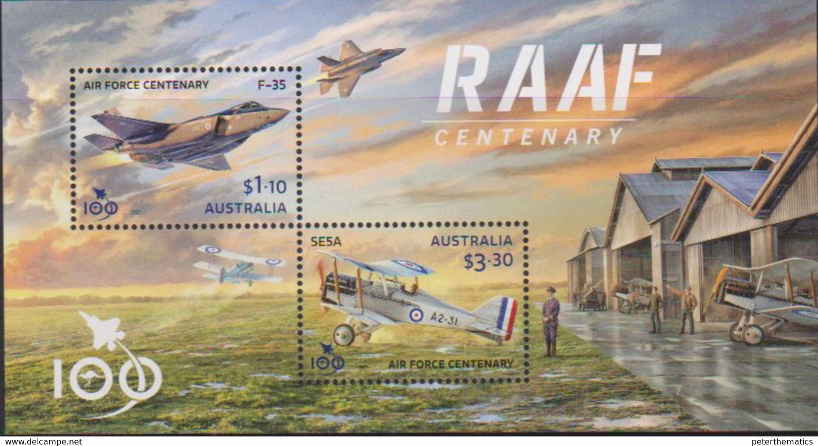 AUSTRALIA, 2021, MNH, PLANES, RAAF CENTENARY, ROYAL AUSTRALIAN AIR FORCE, SHEETLET - Airplanes