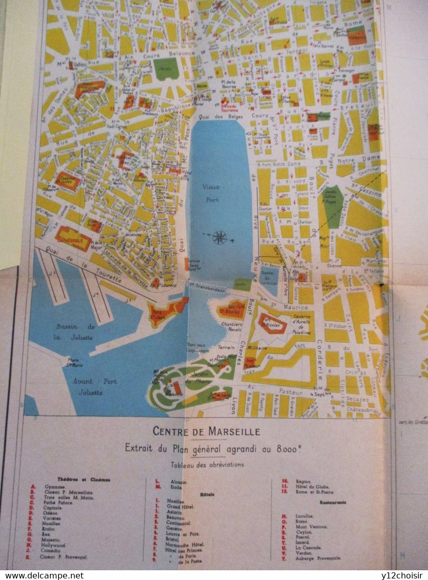 PLAN DE MARSEILLE 1942 & DE SA BANLIEUE DE SAINT-ANTOINE A MAZARGUES D'ALLAUCH A LA BARASSE