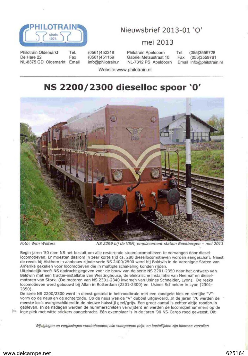 Catalogue PHILOTRAIN 2013-01 NS2200/2300 Dieselloc Spoor O NS4700 Stoomloc Spoor HO - Nederlands