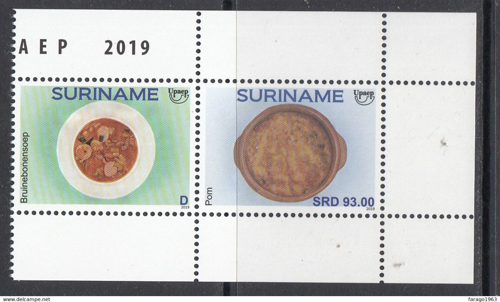 2019 Surinam Suriname Upaep Local Food Cuisine Gastronomie Complete  Pair  MNH - Suriname