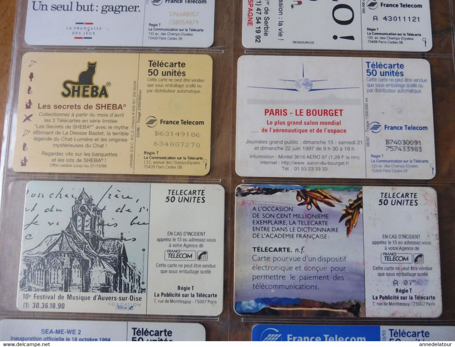 10 Télécartes  FRANCE TELECOM   publicités diverses et autres