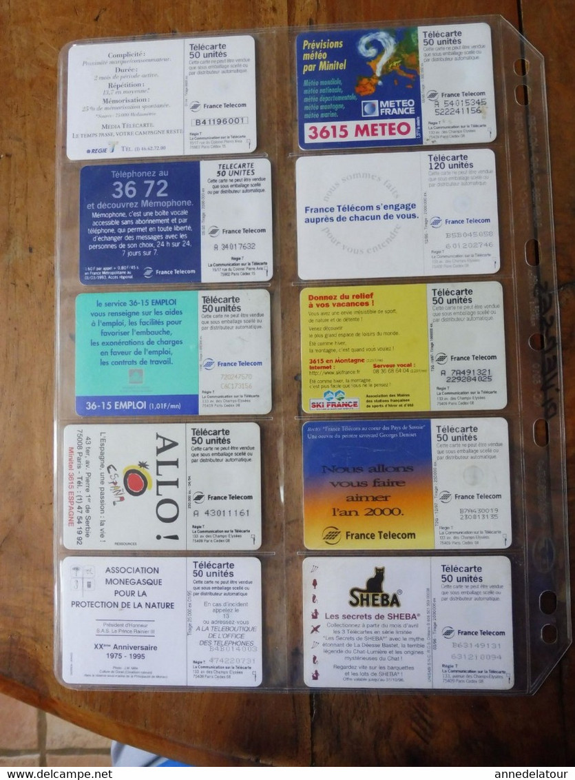 10 Télécartes (cartes téléphoniques)  FRANCE TELECOM   publicités et divers