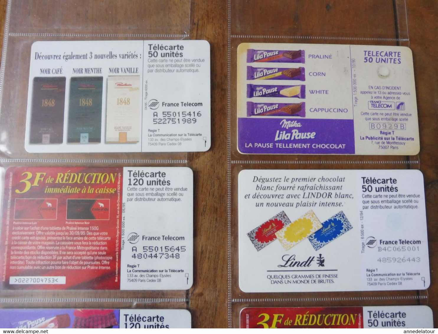 8 Télécartes (cartes téléphoniques)  FRANCE TELECOM   chocolateries ou friandises
