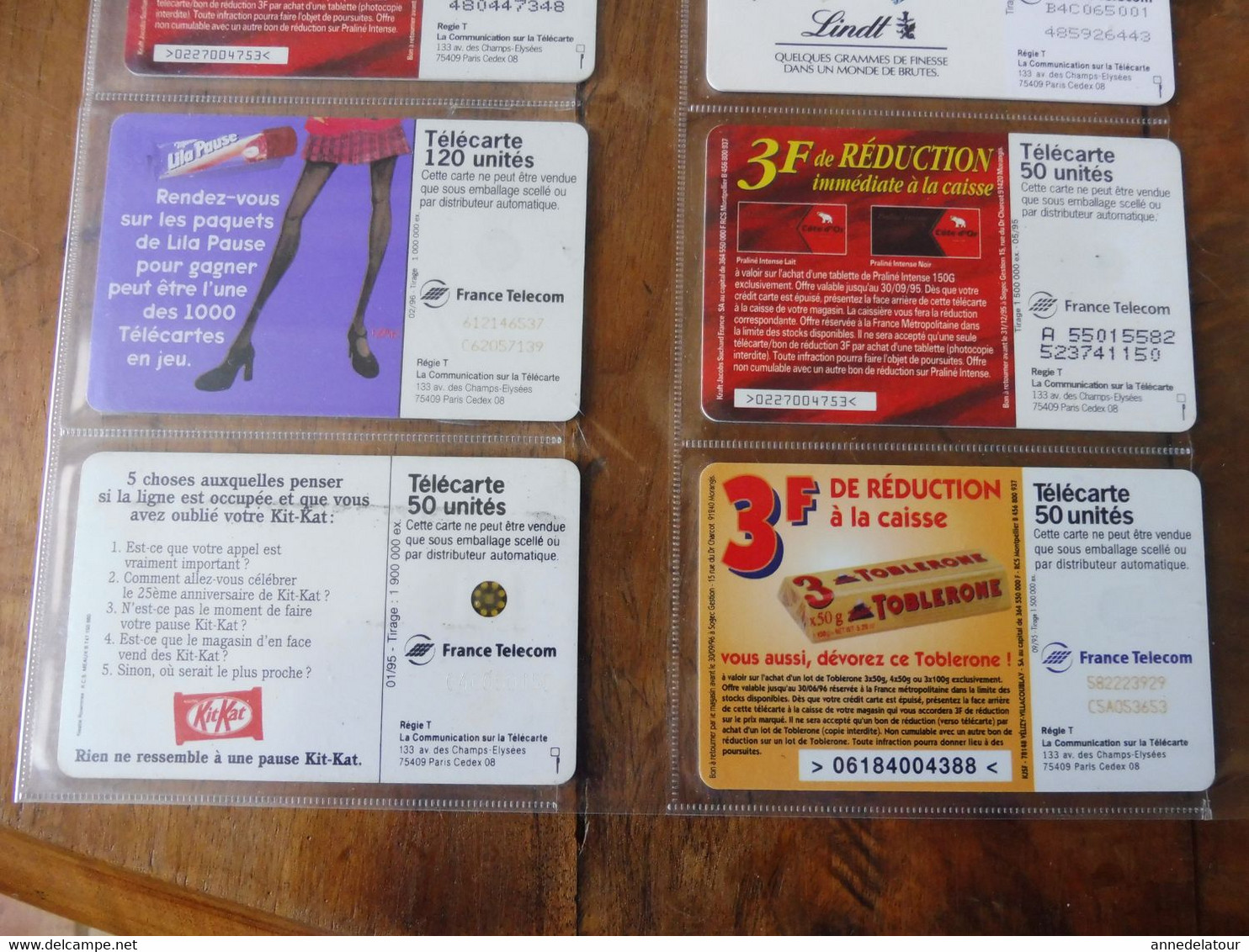 8 Télécartes (cartes téléphoniques)  FRANCE TELECOM   chocolateries ou friandises