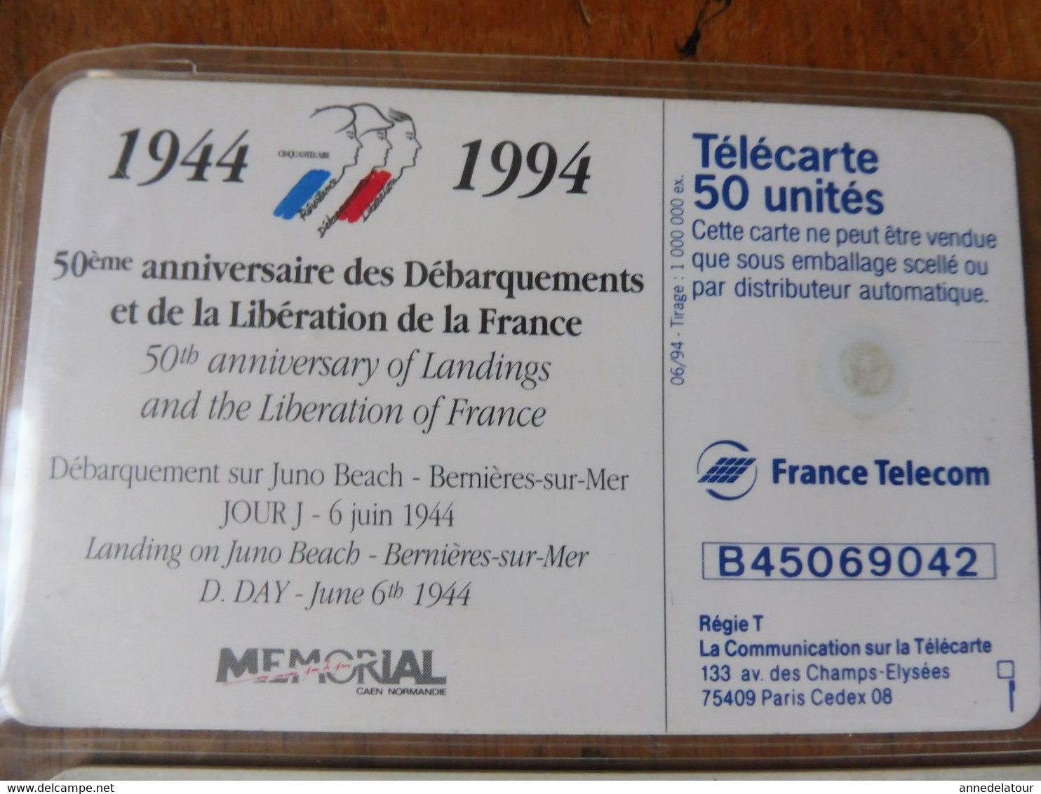 10  Télécartes  FRANCE TELECOM    publicités et divers, Anniversaire Débarquement 1944, etc