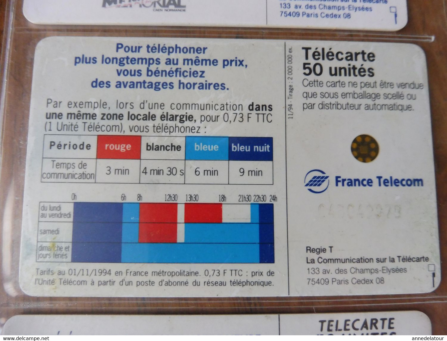 10  Télécartes  FRANCE TELECOM    publicités et divers, Anniversaire Débarquement 1944, etc