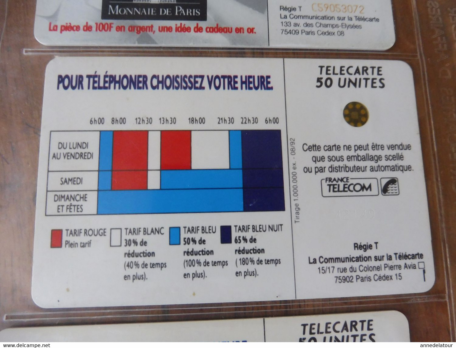 10  Télécartes  FRANCE TELECOM    publicités et divers, Anniversaire Débarquement 1944, etc