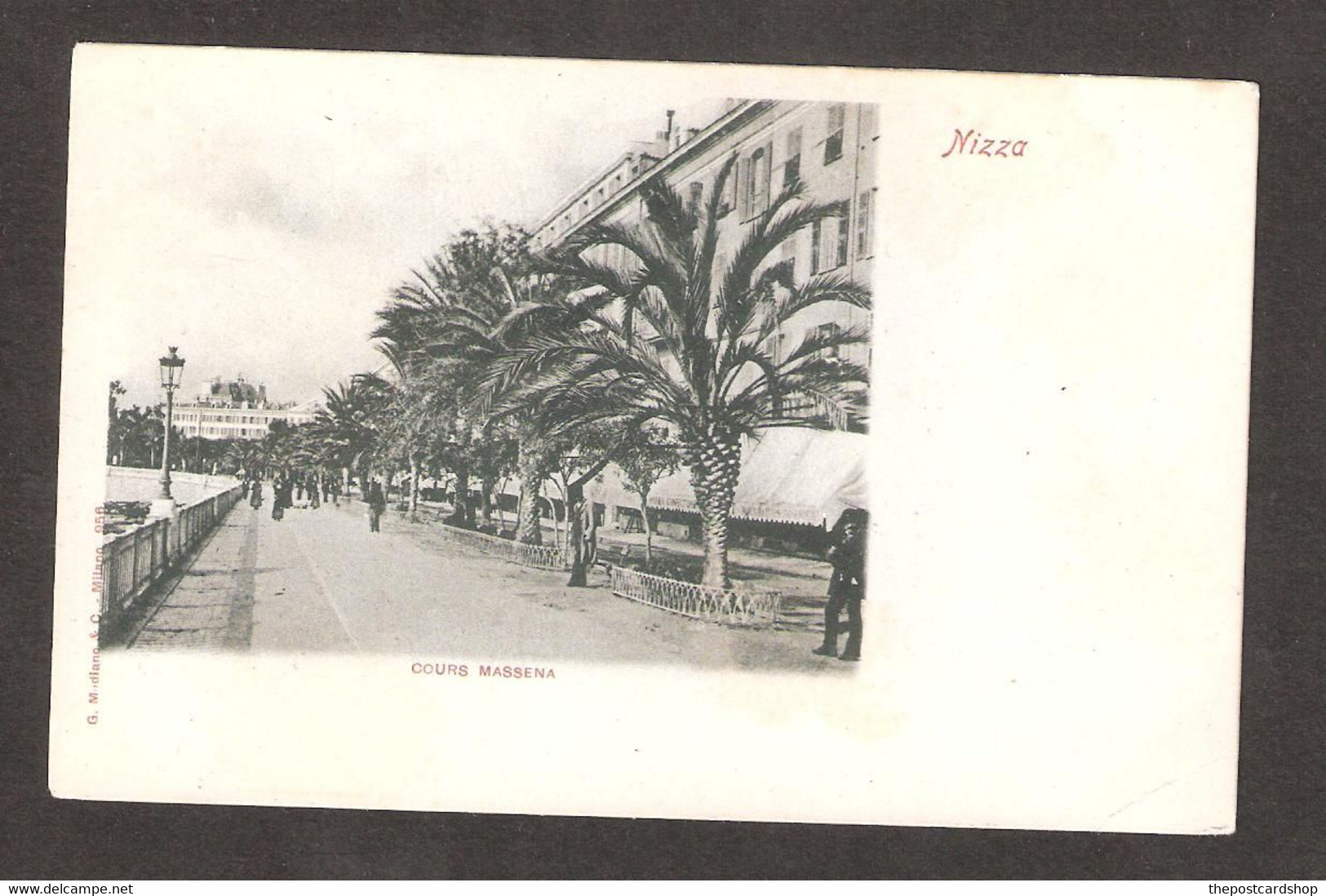 CPA 06 ALPES MARITIMES  NICE NIZZA COURS MASSENA DOS NON DIVISE G MODIANO & C MILANO No.956 ? RARE !! EARLY CARD ITALIAN - Sonstige & Ohne Zuordnung