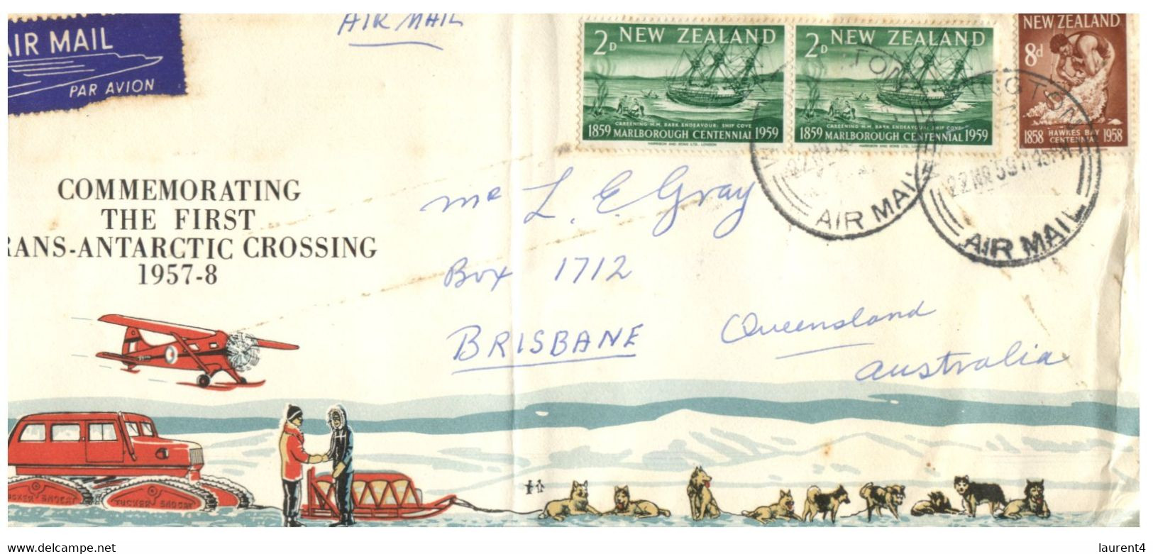 (VV 8) New Zealand  - Cover 1960's Posted To Australia - 1st Trans-Antarctic Crossing - Brieven En Documenten