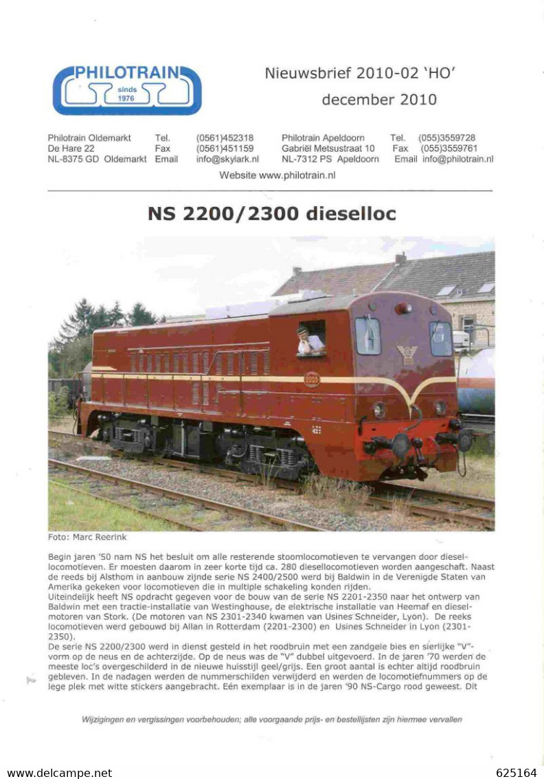 Catalogue PHILOTRAIN 2010 -02 Spoor HO December NS 2200/23000 Dieselloc - Nerlandés