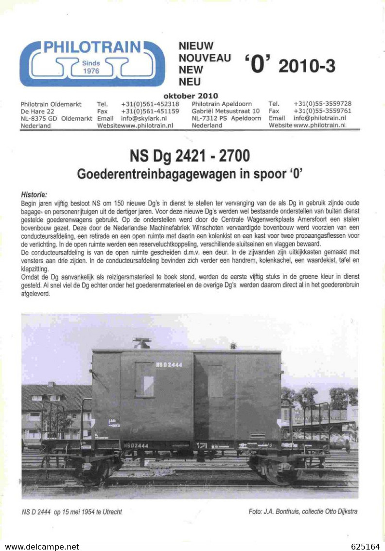 Catalogue PHILOTRAIN 2010 -3 NS Dg 2421 - 2700 Goederentreinbagagewagen O - En Néerlandais, Allemand, Anglais Et Françai - Fiammingo