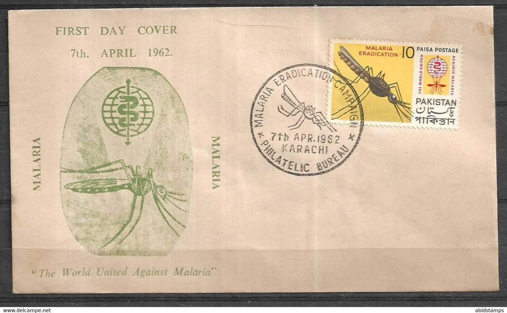 PAKISTAN SPECIAL SOUVENIR COVER 1962 WORLD UNITED AGAINST  MALARIA - Pakistán