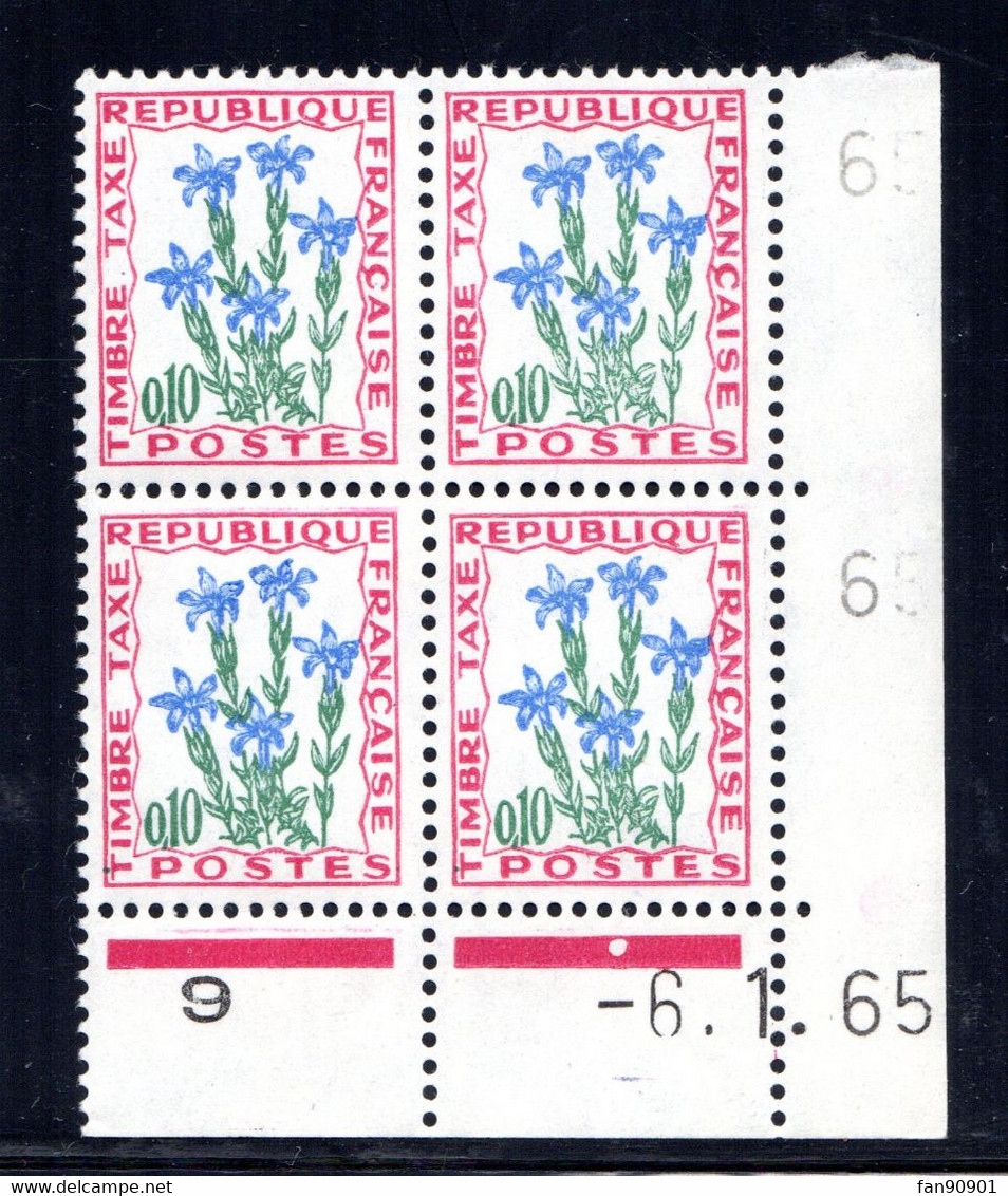 YT-N°: T 96 - GENTIANE, Coin Daté Du 06.01.1965, Galvano B De A+B, 1er Tirage, NSC/**/MNH - Taxe