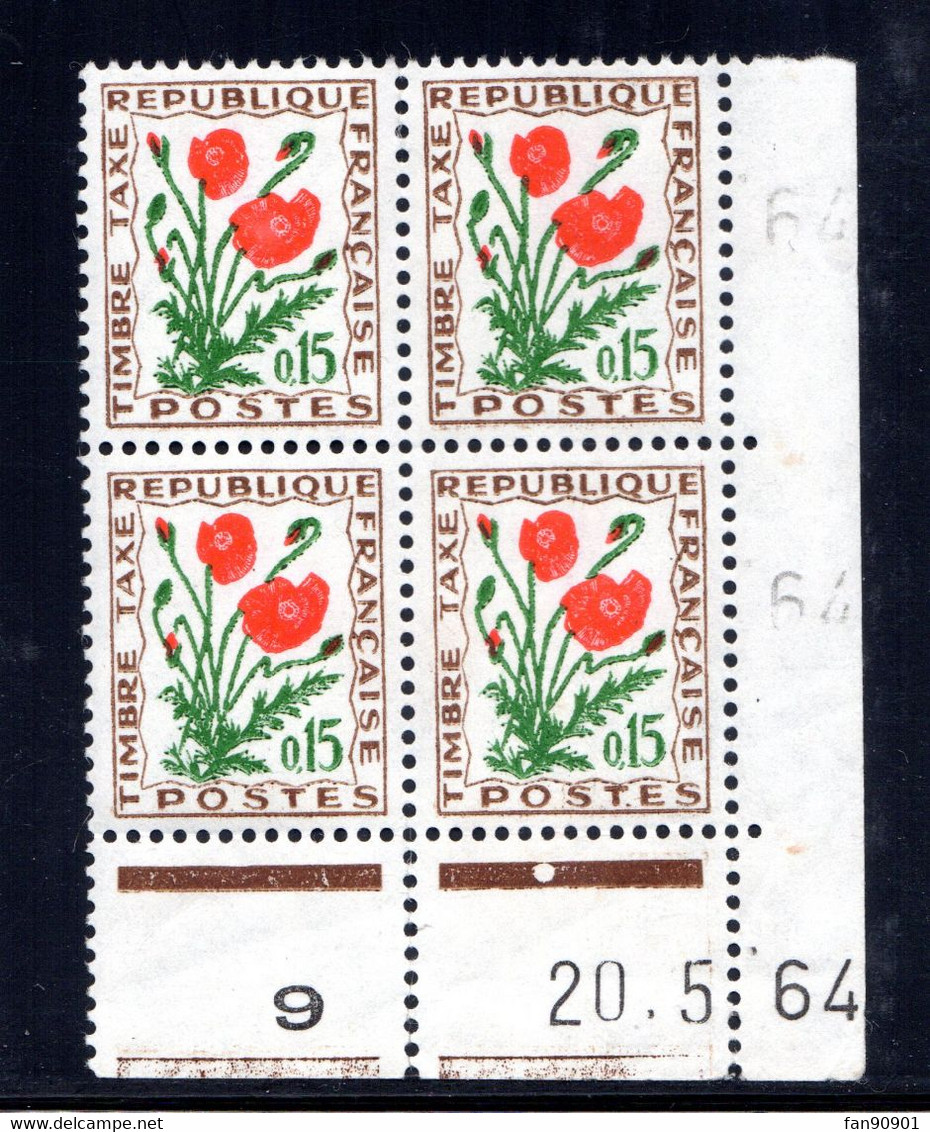 YT-N°: T 97 - COQUELICOT, Coin Daté Du 20.05.1964, Galvano B De A+B, 1er Tirage, NSC/**/MNH - Strafport