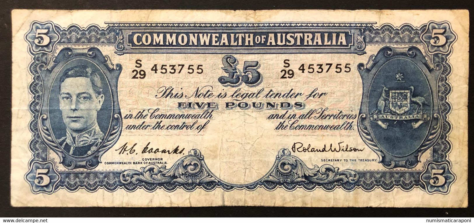 Commonwelth Of Australia 5 $ Dollars  Pick#27d  Lotto.3536 - 1938-52