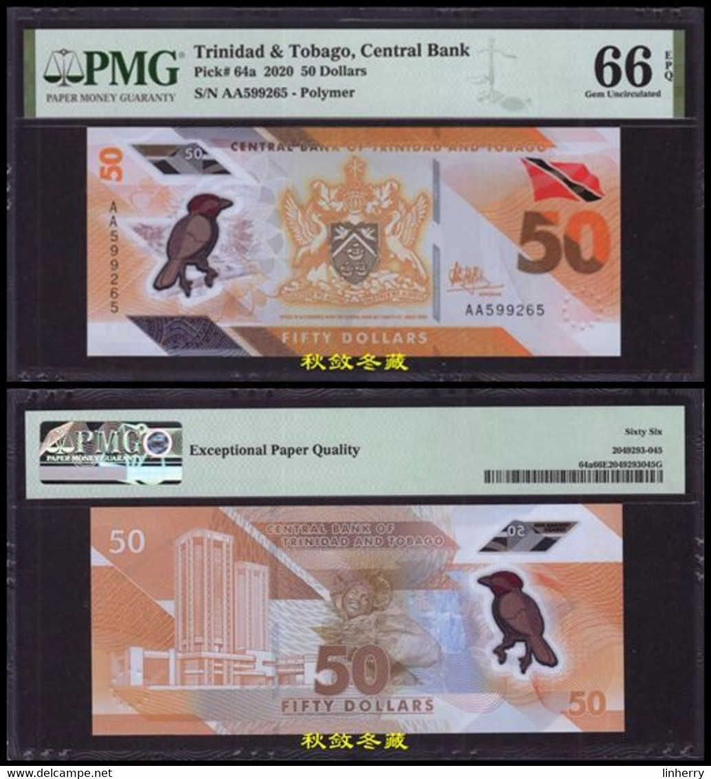 Trinidad And Tobago 50 Dollars, (2021), Polymer,AA Prefix, PMG66 - Trinité & Tobago