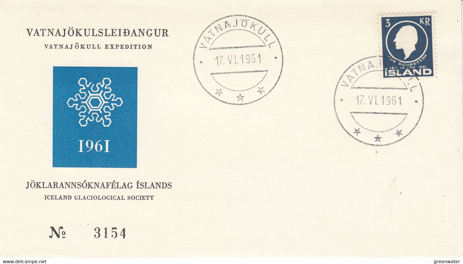 Iceland 1961 Vatnajohull Expedition  Cover Ca Vatnajokull 17 VI 1961 (53254) - Cartas & Documentos