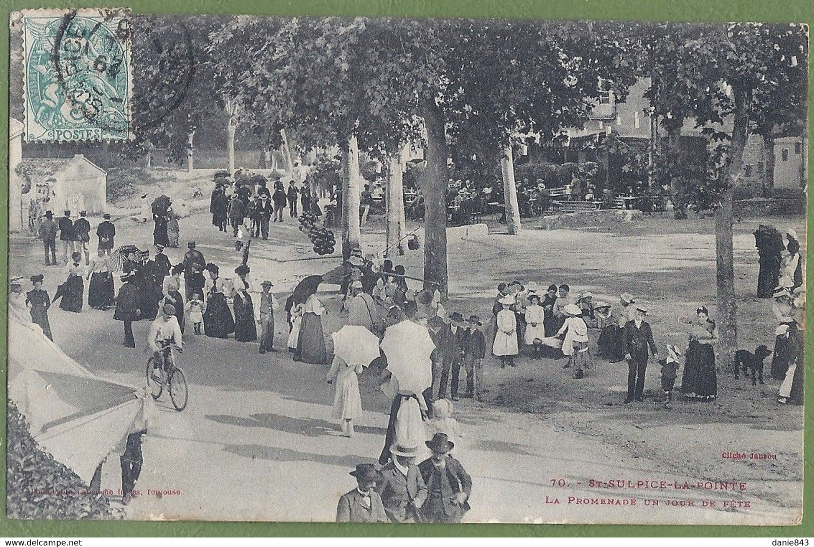 CPA Dos Précurseur - TARN - SAINT SULPICE LA POINTE - LA PROMENADE UN JOUR DE FETE - Belle Animation - Labouche /70 - Saint Sulpice