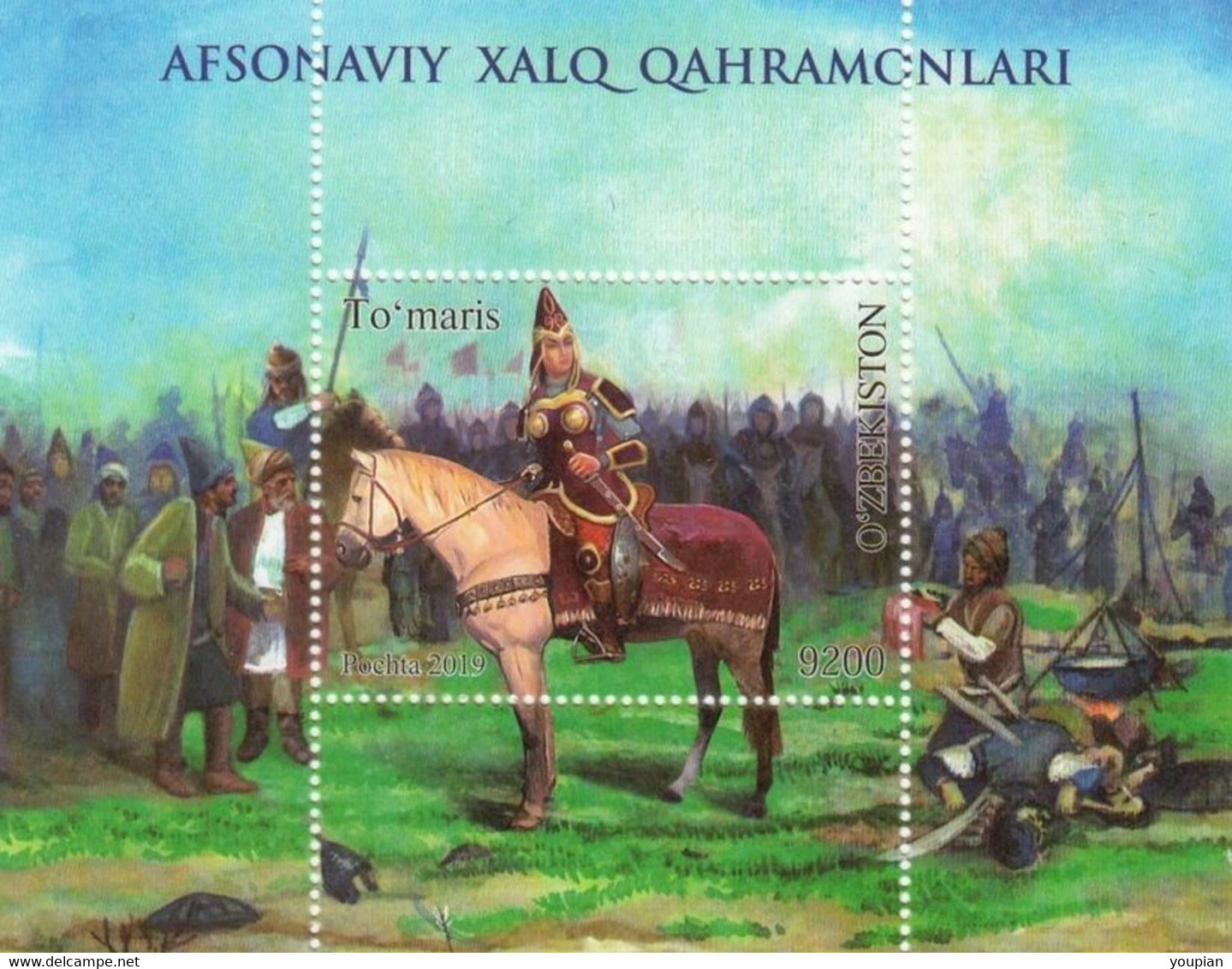 Uzbekistan 2019, Queen Tomyris History Horse, MNH S/S - Uzbekistán