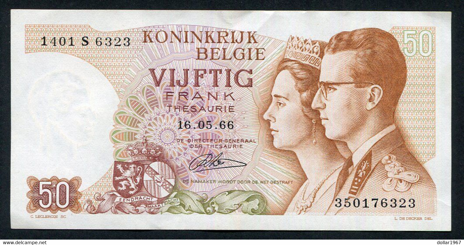 België 50 Frank 14-5- 1966 -NO:  1522 E 5909 - 50 Francs