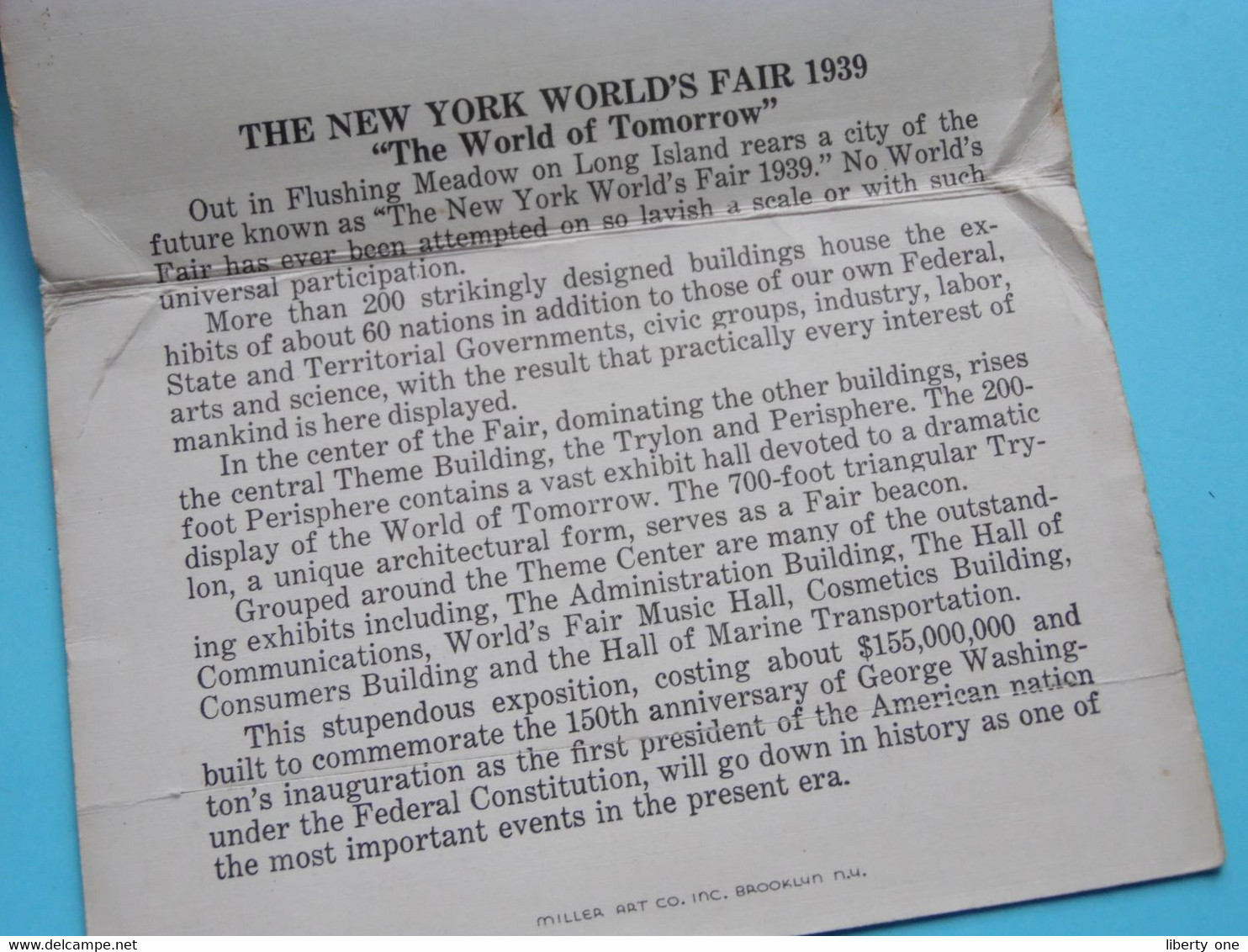 NEW YORK WORLD'S FAIR 1939 ( see / voir Scans ) Miller Art Carnet with Views of the Fair > Stamp 1939 !