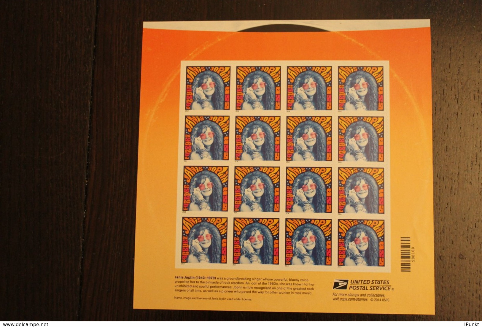 USA 2014; Janis Joplin; Folienbogen, Sk, MiNr 5102, MNH - Volledige Vellen