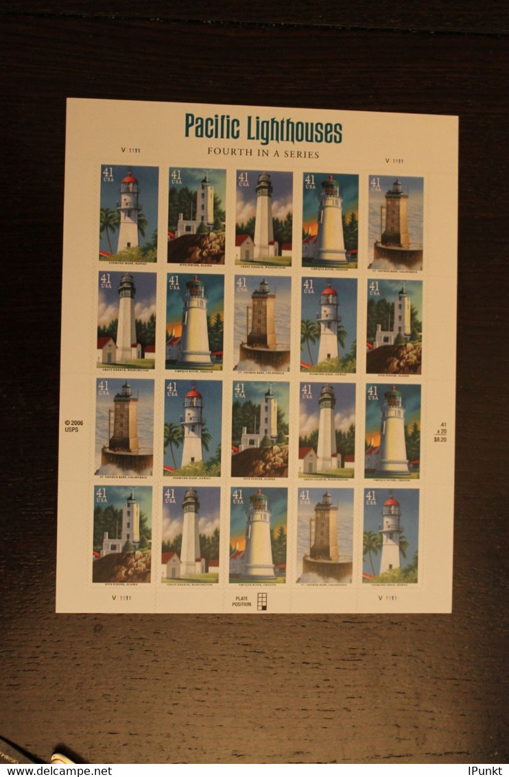 USA 2007; Leuchttürme An Der Pacific-Küste; Folienbogen, Sk, MiNr 4233-37, MNH - Fogli Completi