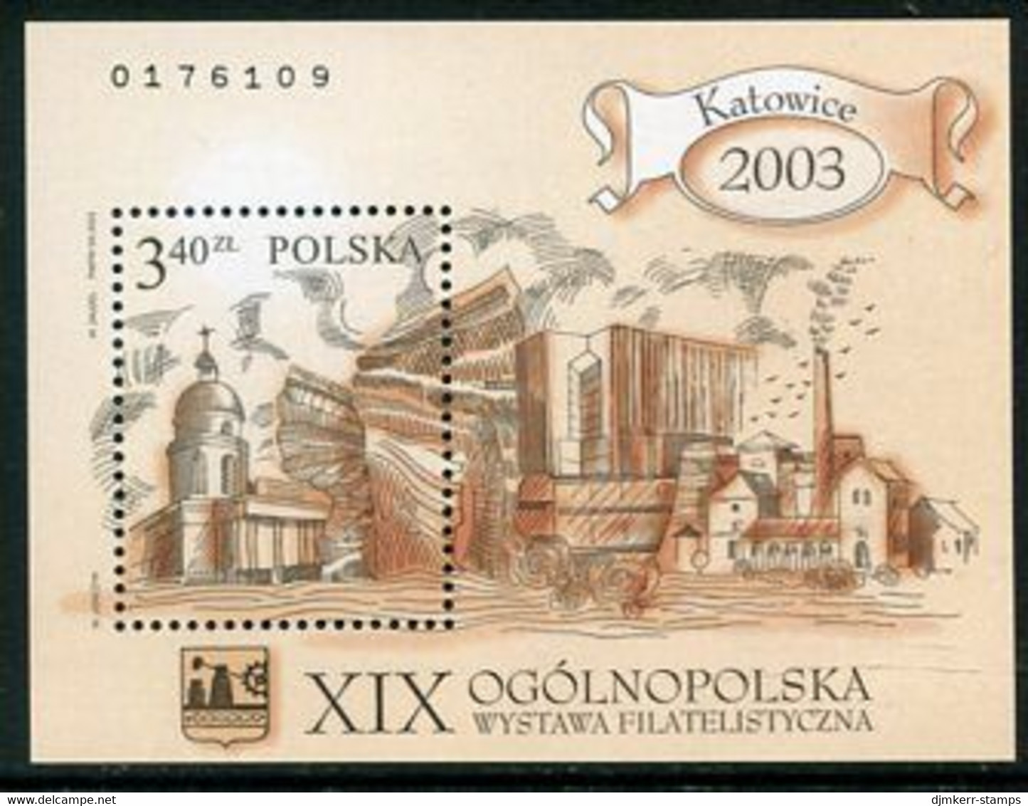 POLAND 2003 Katowice Philatelic Exhibition Perforated Block  MNH / **.  Michel 157A - Blocks & Sheetlets & Panes