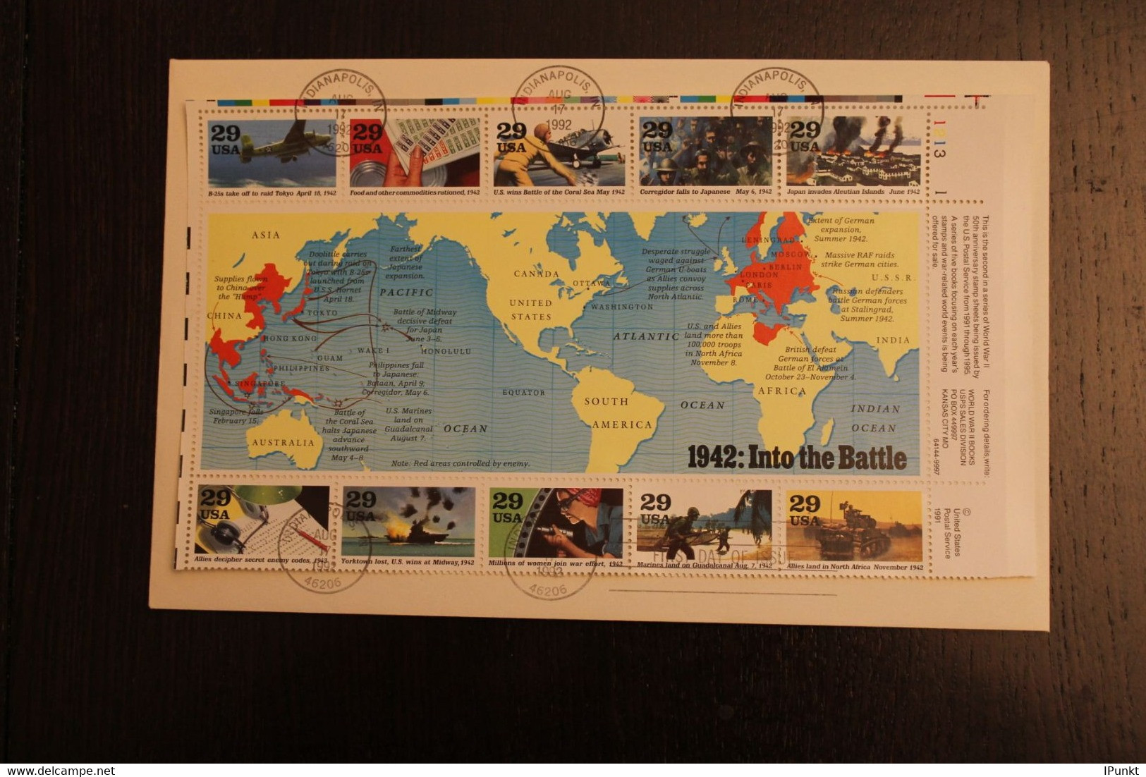 USA 1992; Geschichte Des 2. Weltkrieges, (II), MiNr  Block 31, FDC - Hojas Completas