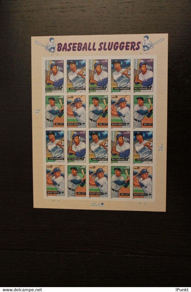 USA 2006; Baseballspieler; Folienbogen, Sk, MiNr  4132-35, MNH - Fogli Completi