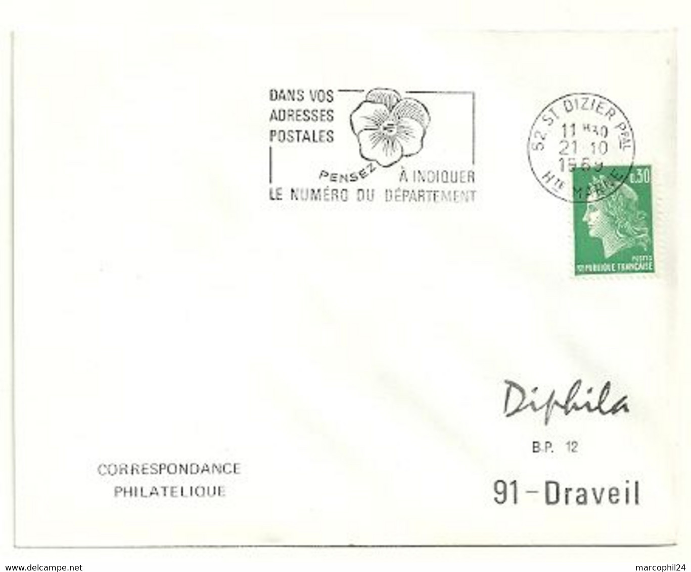 MARNE / HAUTE Dépt N° 52 = ST DIZIER Ppal 1969 = FLAMME Codée SUPERBE = SECAP ' PENSEZ à INDIQUER NUMERO DEPÄRTEMENT ' - Code Postal