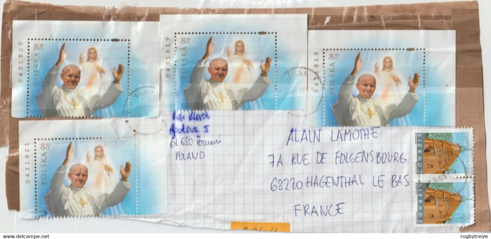 4398 Fragment Scotché JEAN PAUL II PAPE POPE Issu Bloc Feuillet JOHN PAUL II Karol Józef Wojtyła POLOGNE POLAND JESUS - Used Stamps