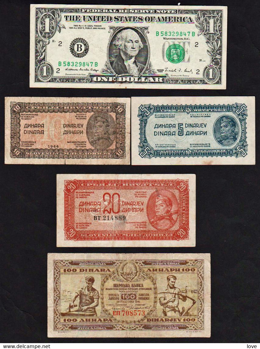 BB MONDE: Bon Lot De 11 Billets: Loterie Lorraine 1884, AOF, Espagne, Etats- Unis, Yougoslavie 1884/ 1988 - Lots & Kiloware - Banknotes