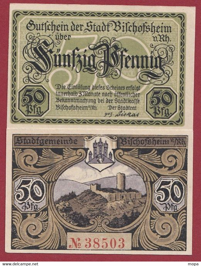 Allemagne 1 Notgeld  De 50 Pf  Stadt  Bischofsheim  ( RARE) Dans L 'état   Lot N °352 - Collections