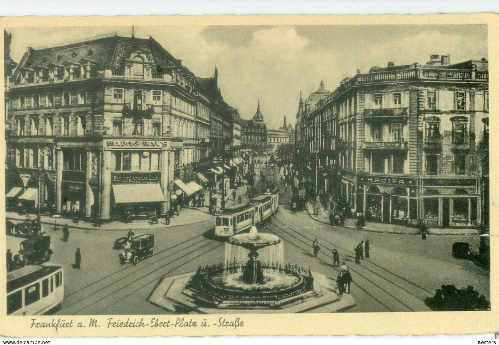 Frankfurt Am Main 1951; Friedrich Ebert Platz Und Strasse (Strassenbahn) - Gelaufen. (Peter Nagel - Frankfurt) - Frankfurt A. Main