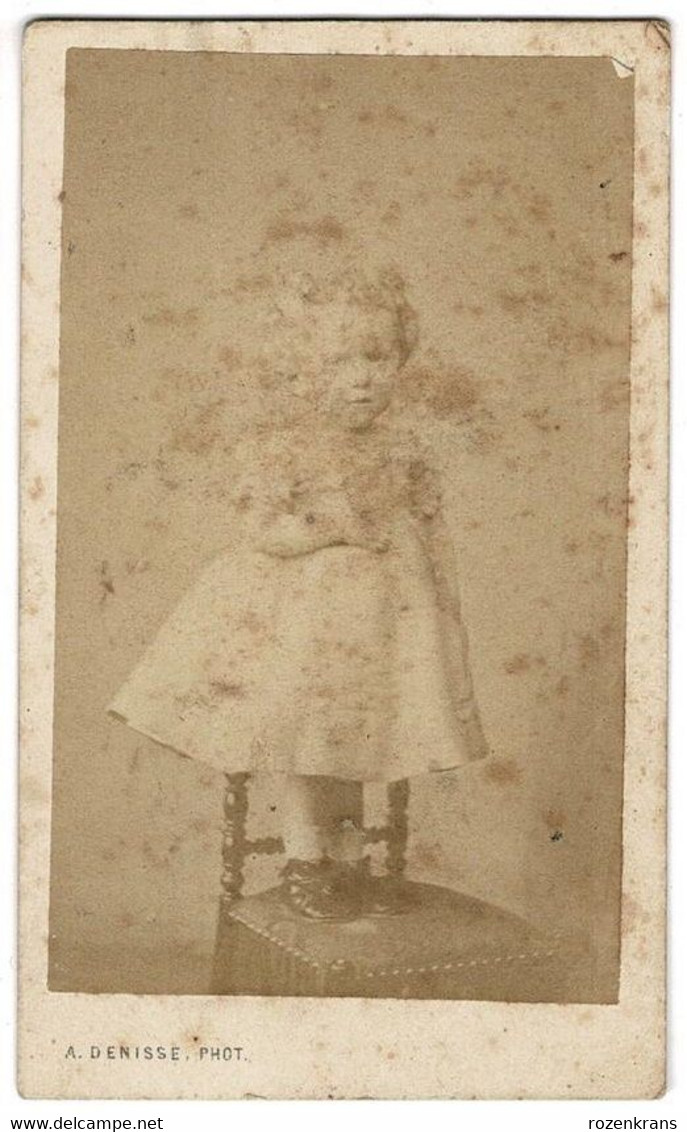 Oude Foto CDV Karton Cabinet Portrait Carte De Visite Photographe Amedee Denisse Paris Child Girl Fille Old Photo 19e - Non Classés