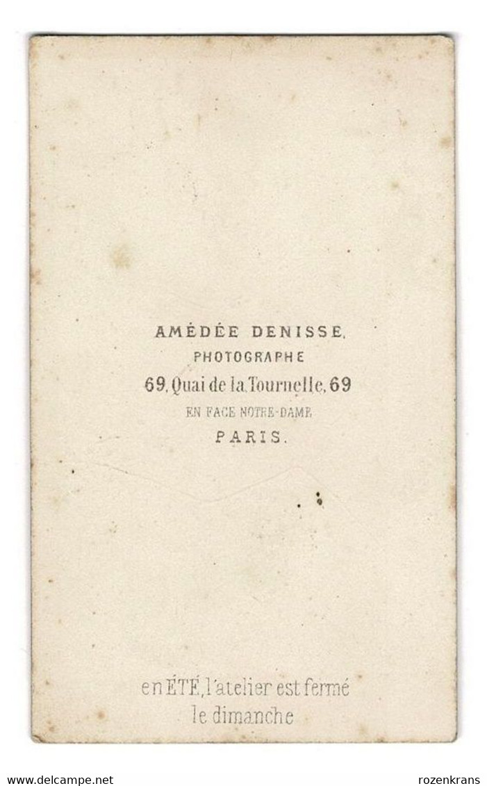 Oude Foto CDV Karton Cabinet Portrait Carte De Visite Photographe Amedee Denisse Paris Child Girl Fille Old Photo 19e - Unclassified