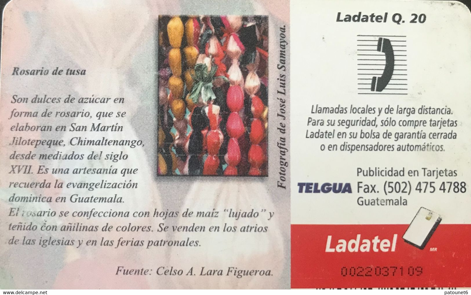 GUATEMALA  -  Phonecard  - Telgua -  Tradiciones De Guatemala  -  Ladatel 0.20 - Guatemala