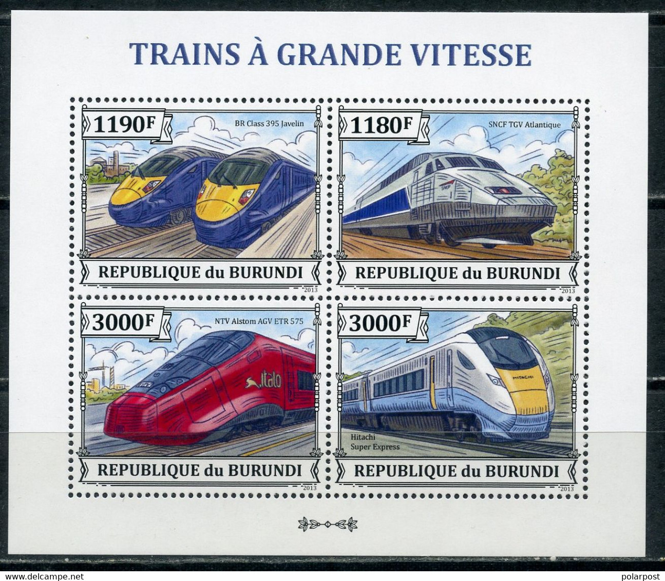 BURUNDI 2013 BU088 High-speed Trains. Railway. Locomotives - Trains